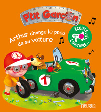 Picture of Arthur change le pneu de sa voiture