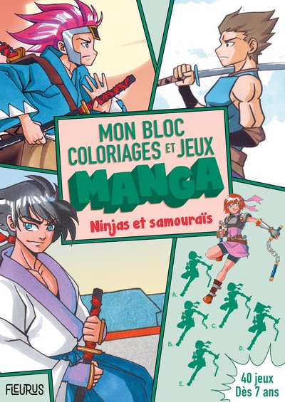 Image de Mon bloc de coloriages et jeux manga   Ninjas et samouraïs