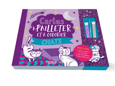 Image de Cartes à pailleter et colorier : Chats