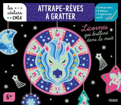 Image de Attrape-rêves à gratter. Licornes qui brillent dans la nuit