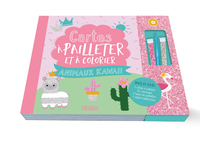Image de Cartes à pailleter et colorier : Animaux Kawaii