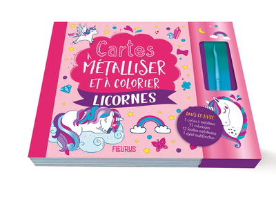 Image de Cartes à métalliser et à colorier : Licornes