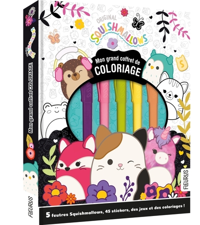 Picture of Mon grand coffret coloriage Squishmallows - 5 feutres Squishmallows, 45 stickers, des jeux et des co