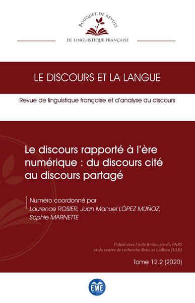 Picture of Le discours rapporté à l'ère numérique : du discours cité au discours partagé