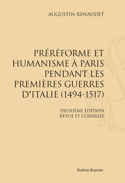 Picture of Préréforme et humanisme à Paris pendant les premières guerres d'Italie (1494-1517)