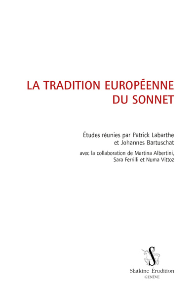Image de LA TRADITION EUROPÉENNE DU SONNET