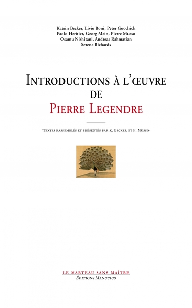 Picture of Une introduction à la philosophie de Pierre Legendre