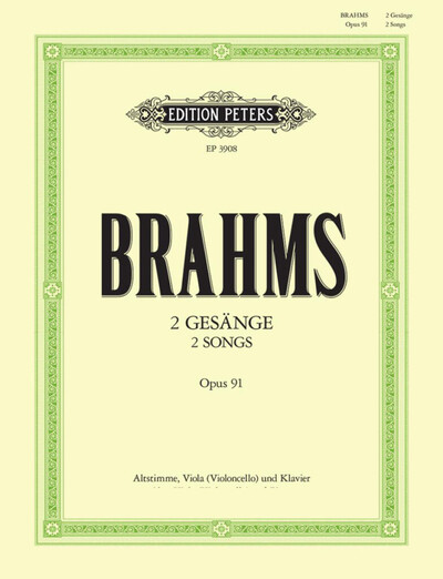 Image de JOHANNES BRAHMS - 2 SONGS OP.91 FOR ALTO VOICE, VIOLA & PIANO