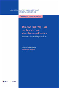 Picture of Directive 2019/1937 sur la protection des " lanceurs d'alerte " - Commentaire article par article