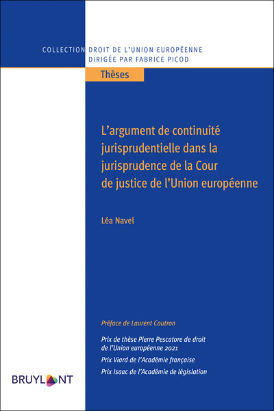 Picture of L'argument de continuité jurisprudentiel ds la jurisprudence de la Cour de Justice de l'UE