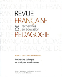 Image de REVUE FRANCAISE DE PEDAGOGIE, N 200/2017. RECHERCHE, POLITIQUE ET PRA TIQUES EN EDUCATION : SERVICES