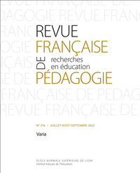 Picture of REVUE FRANCAISE DE PEDAGOGIE, N 216/2022. VARIA