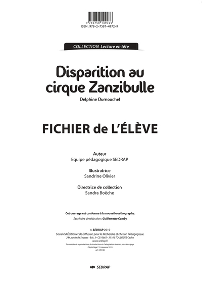 Picture of DISPARITION AU CIRQUE ZANZIBULLE - LE FICHIER