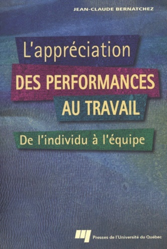 Image de APPRECIATION DES PERFORMANCES AU TRAVAIL. DE L INDIVIDU...