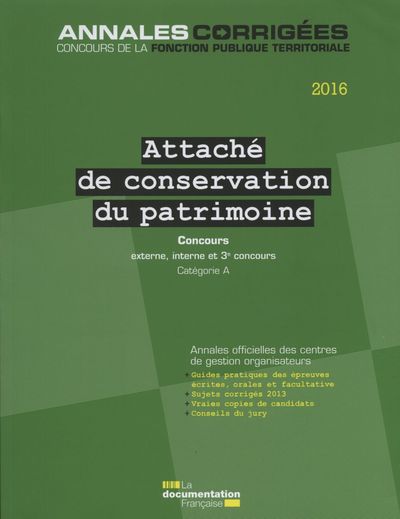 Picture of Attaché de conservation du patrimoine 2016 concours externe, interne, ...
