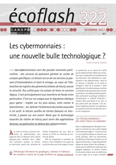 Picture of ECOFLASH, N 322 - LES CYBERMONNAIES : UNE NOUVELLE BULLE TECHNOLOGIQUE ?