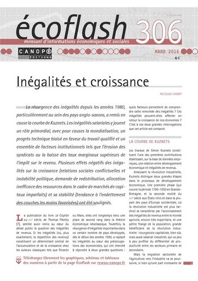 Image de ECOFLASH, N 306  MARS 2016 INEGALITES ET CROISSANCE