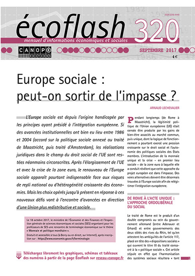 Image de ECOFLASH 320 : EUROPE SOCIALE - PEUT-ON SORTIR DE L'IMPASSE ?