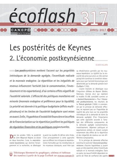 Image de ECOFLASH N 317 AVRIL 2017 LES POSTERITES DE KEYNES 2 L'ECONOMIE POSTKEYNESIENNE