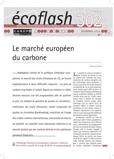 Picture of ECOFLASH N 302 NOVEMBRE 2015 LE MARCHE EUROPEEN DU CARBONE
