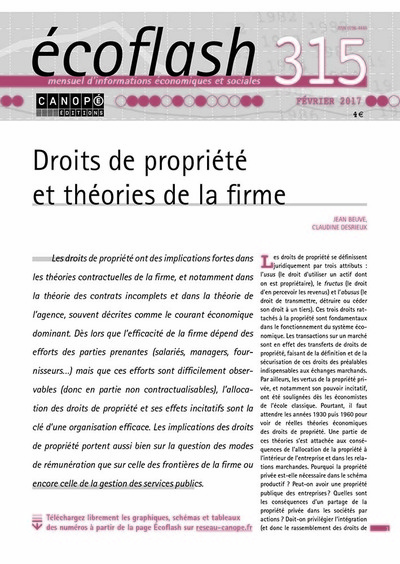 Image de ECOFLASH N 315 FEVRIER 2017 DROITS DE PROPRIETE ET THEORIES DE LA FIRME 315