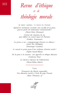 Image de Revue d'éthique et de théologie morale 322