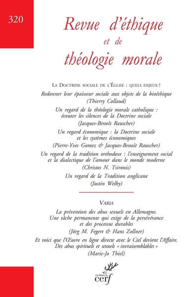 Image de REVUE D'ETHIQUE ET DE THEOLOGIE MORALE - 320