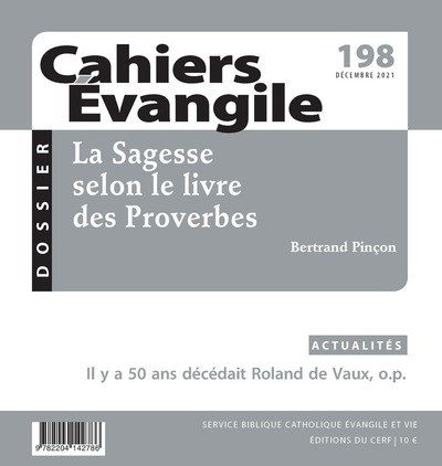 Image de CAHIERS EVANGILE - N 198 LA SAGESSE SELON LE LIVRE DES PROVERBES