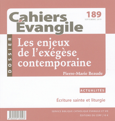 Image de CAHIER EVANGILE NUMERO 189 LES ENJEUX DE L'EXEGESECONTEMPORAIN