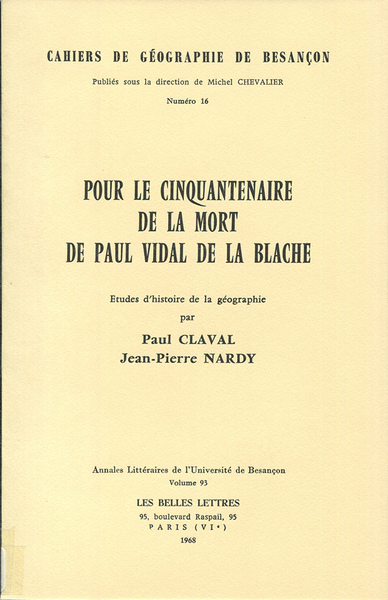 Picture of Pour le cinquantenaire de la mort de Paul Vidal de la Blache