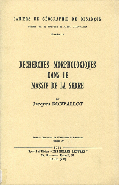 Picture of Recherches morphologiques dans le massif de La Serre