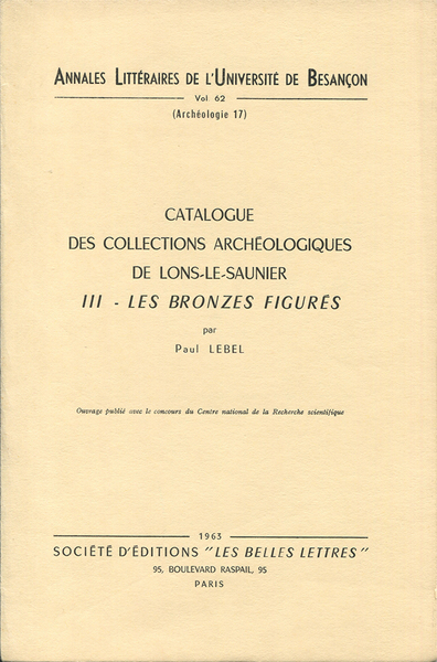 Picture of Catalogue des collections archéologiques de Lons-le-Saulnier