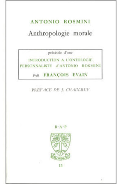 Picture of BAP N13 - INTRODUCTION A L'ONTOLOGIE PERSONNALISTE D'ANTONIO ROSMINI