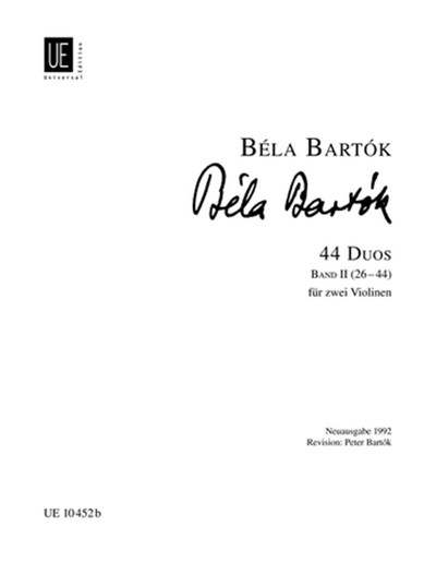 Picture of BELA BARTOK : 44 DUOS FOR TWO VIOLINS - VOLUME 2 - PIECES 26-44 - 2 VIOLONS