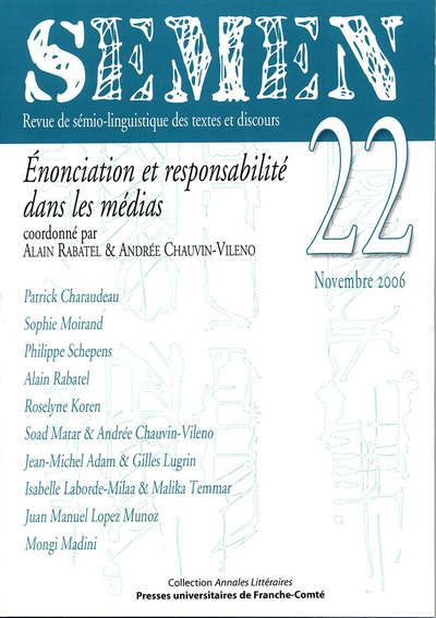 Picture of Semen, n° 22/novembre 2006