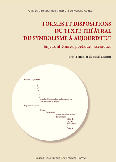 Image de Formes et dispositions du texte théâtral du symbolisme à aujourd'hui