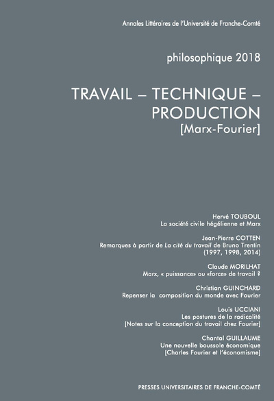 Picture of PHILOSOPHIQUE 2018. TRAVAIL - TECHNIQUE - PRODUCTION : [MARX-FOURIER]