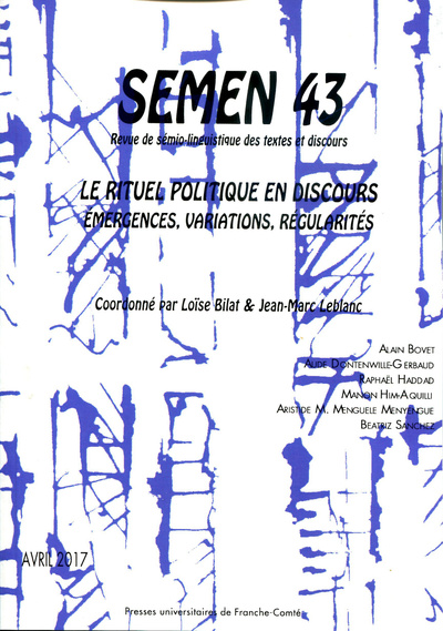 Picture of SEMEN, N  43. LE RITUEL POLITIQUE EN DISCOURS