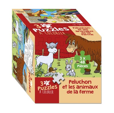 Picture of PUZZLE A COLORIER - PELUCHON ET LES ANIMAUX DE LA FERME