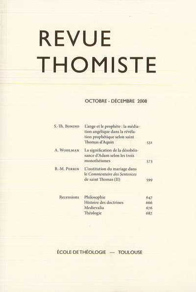 Image de Revue thomiste - N°4/2008