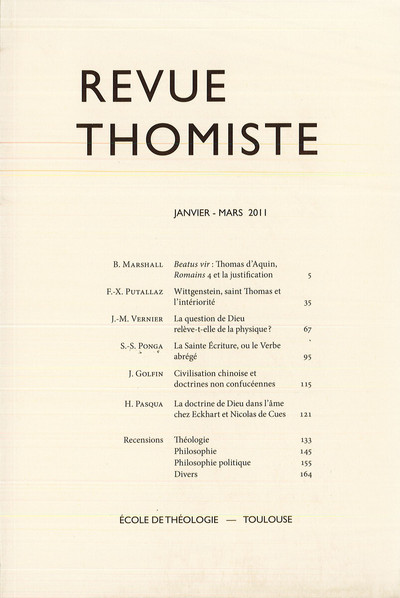 Image de Revue thomiste - N°1/2011