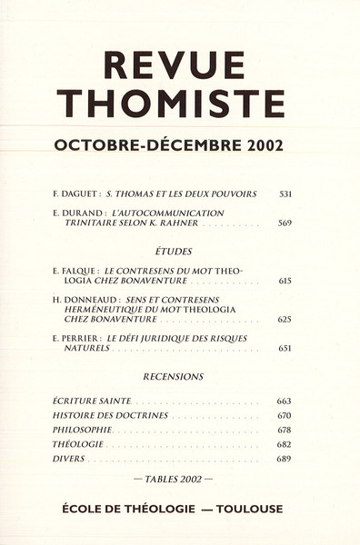Image de Revue thomiste - N°4/2002