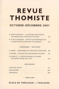 Image de Revue thomiste - N°4/2001