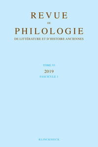 Picture of Revue de philologie, de littérature et d'histoire anciennes volume 93-1