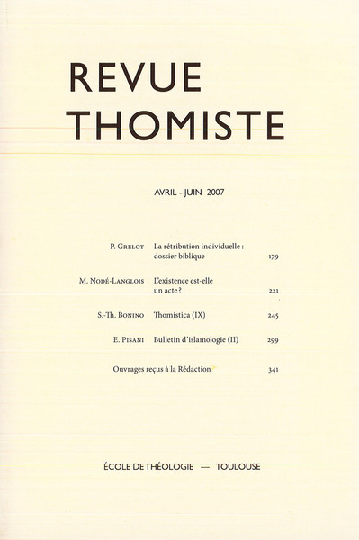 Image de Revue thomiste - N°2/2007