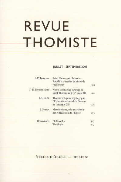 Image de Revue thomiste - N°3/2005