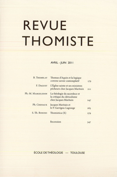 Image de Revue thomiste - N°2/2011