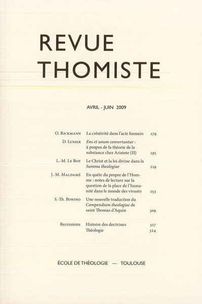 Image de Revue thomiste - N°2/2009