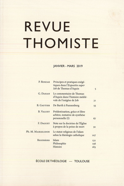 Image de Revue thomiste - N°1/2019