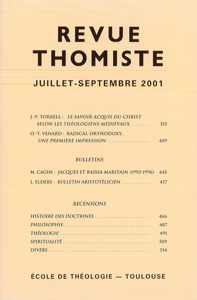 Image de Revue thomiste - N°3/2001